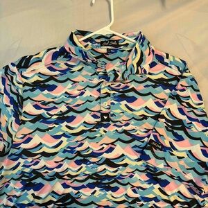 Bad Birdie Multicolor Wave Pattern Polo